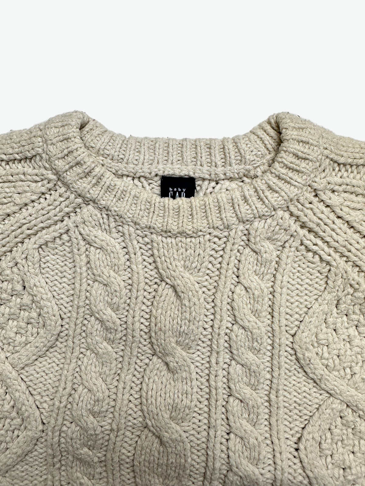 Kids vintage Gap Beige cable knit sweater on a white background