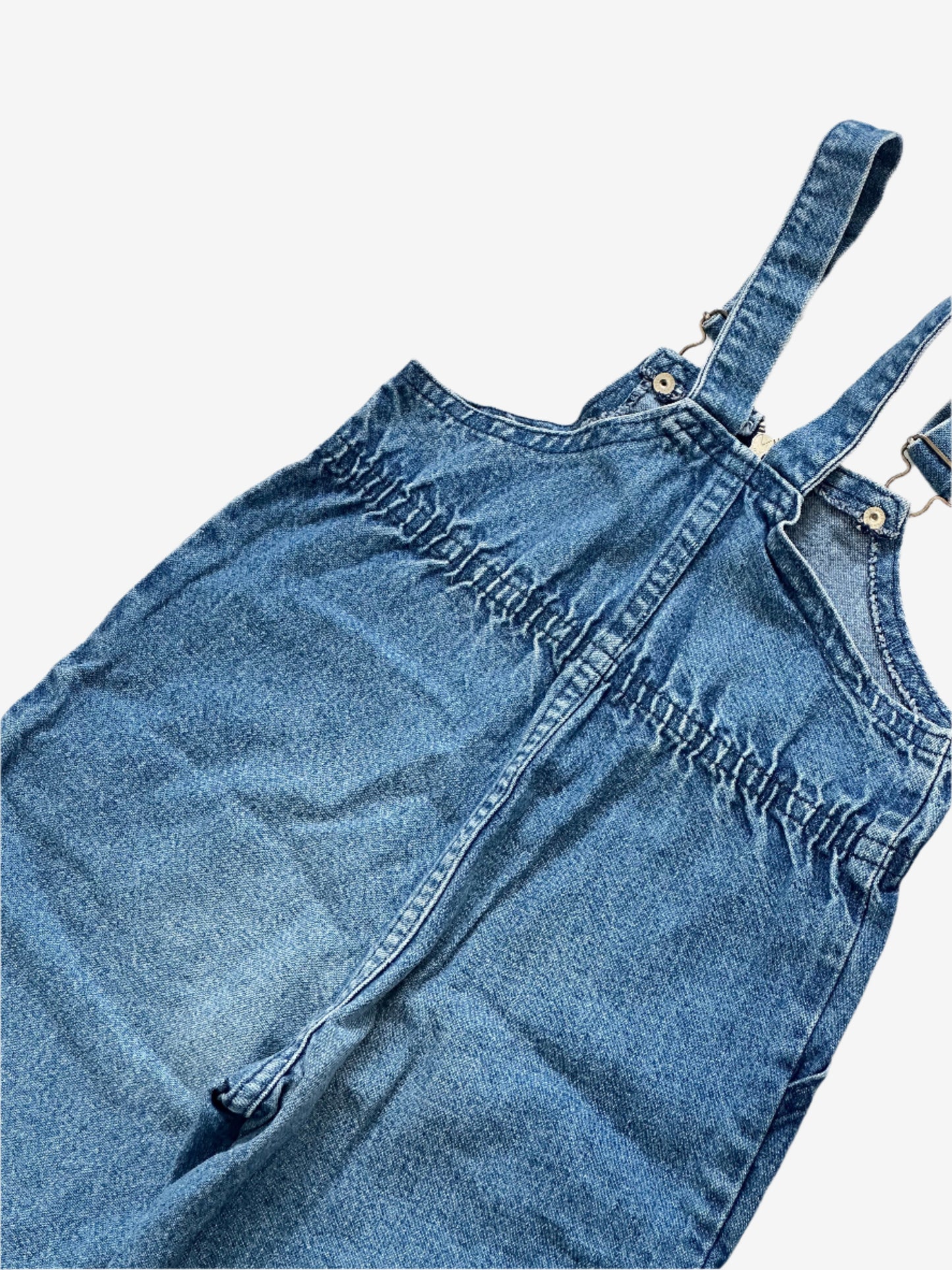 Kids Vintage Denim Zip Front Dungarees with patch pockets in a relaxed fit. Age 18-24 Months.