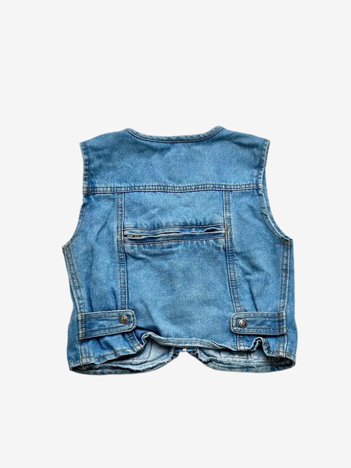 Kids Vintage Denim Fisherman's Vest with multiple pockets and zip opening. Age 18-24 Months