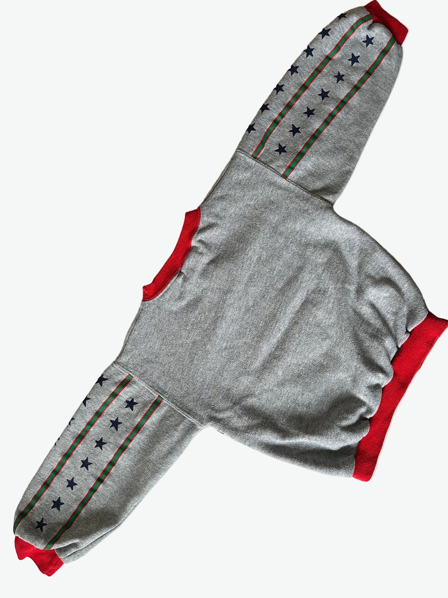 Kids vintage grey america basball sweatshirt jumper with red accents and a logo on a white background