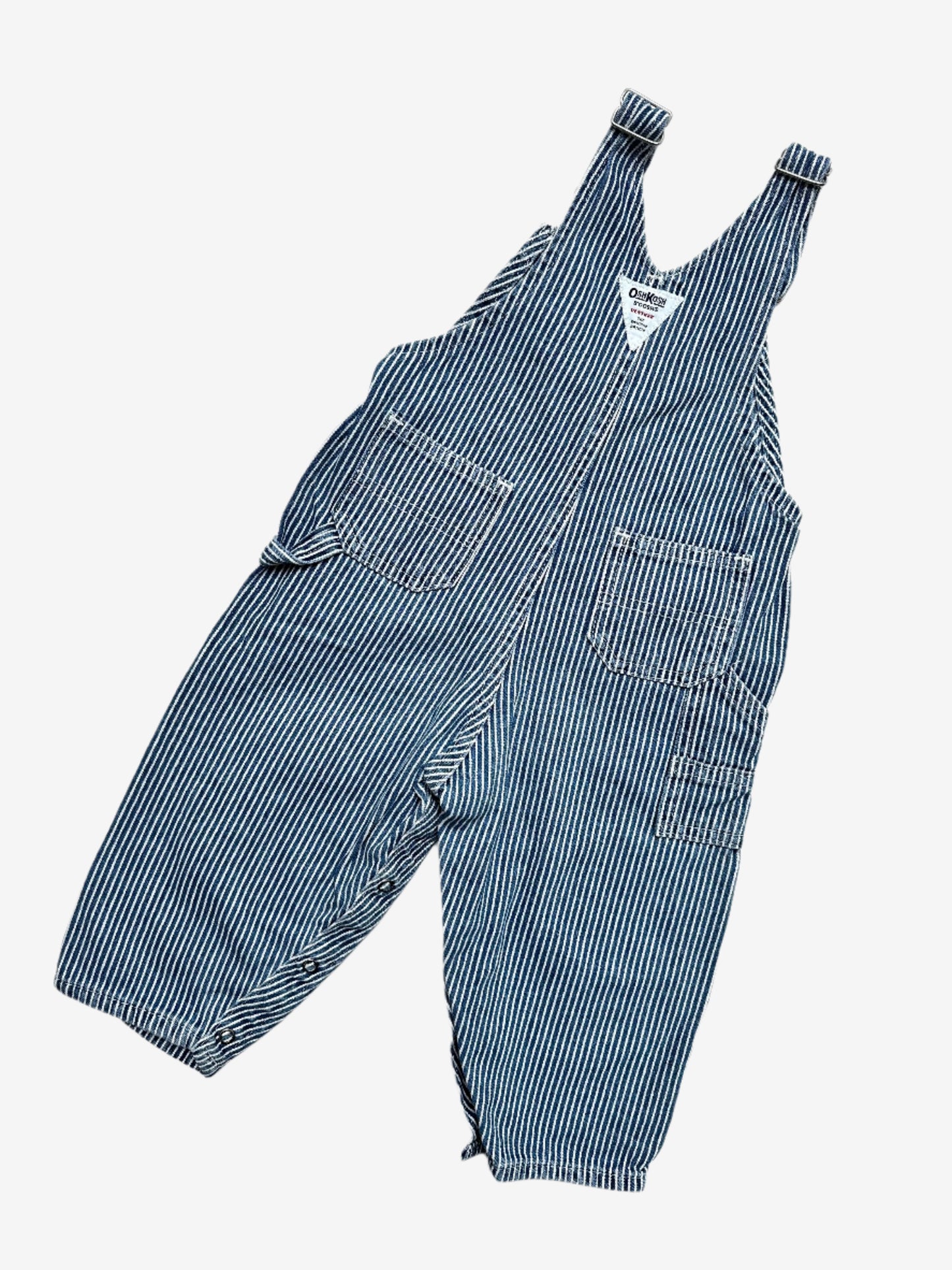 Kids vintage OshKosh hickory striped dungarees, Age 2 years. A classic.