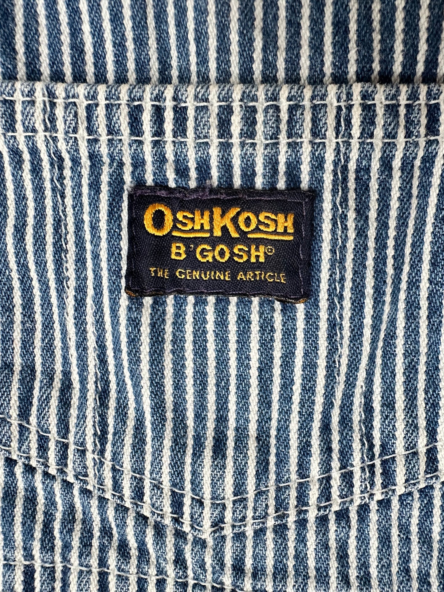 Kids vintage OshKosh hickory striped dungarees, Age 2 years. A classic.