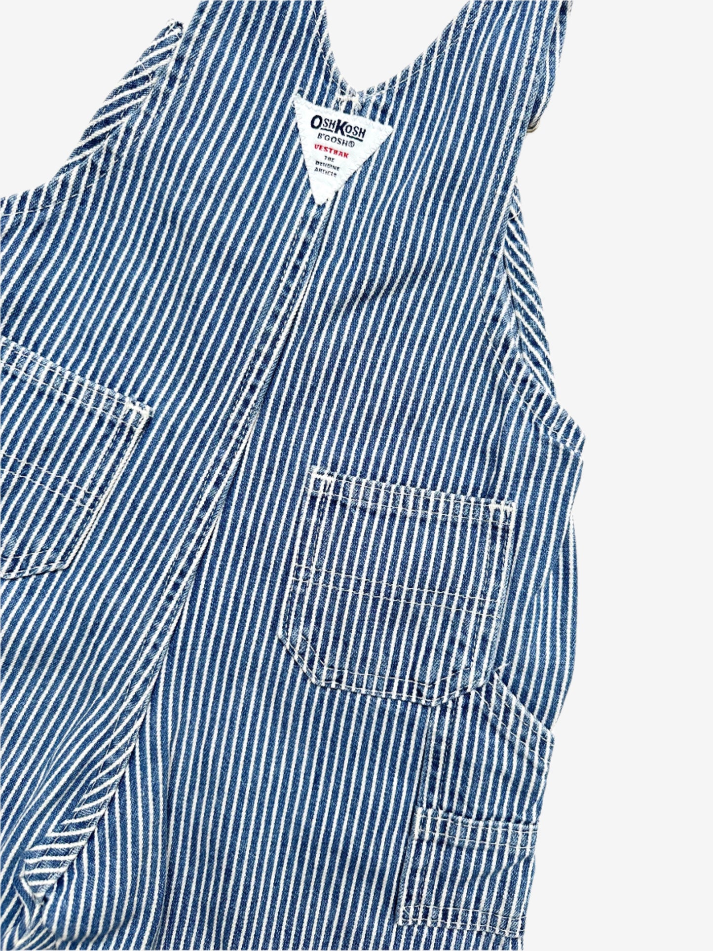 Kids vintage OshKosh hickory striped dungarees, Age 2 years. A classic.