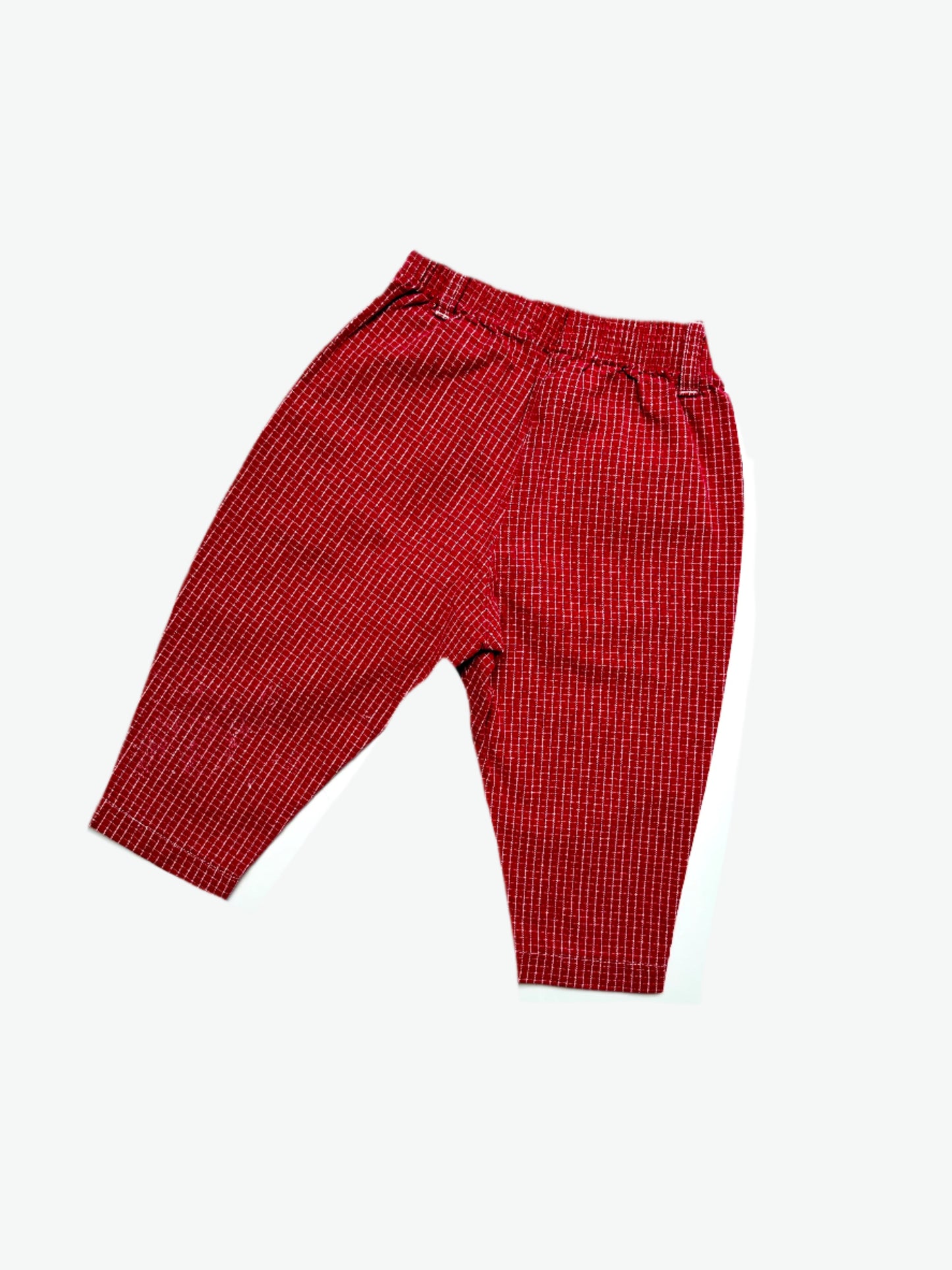 Kids Vintage 90's red check relaxed trousers, Tom & Jerry detail, Age 12 months.