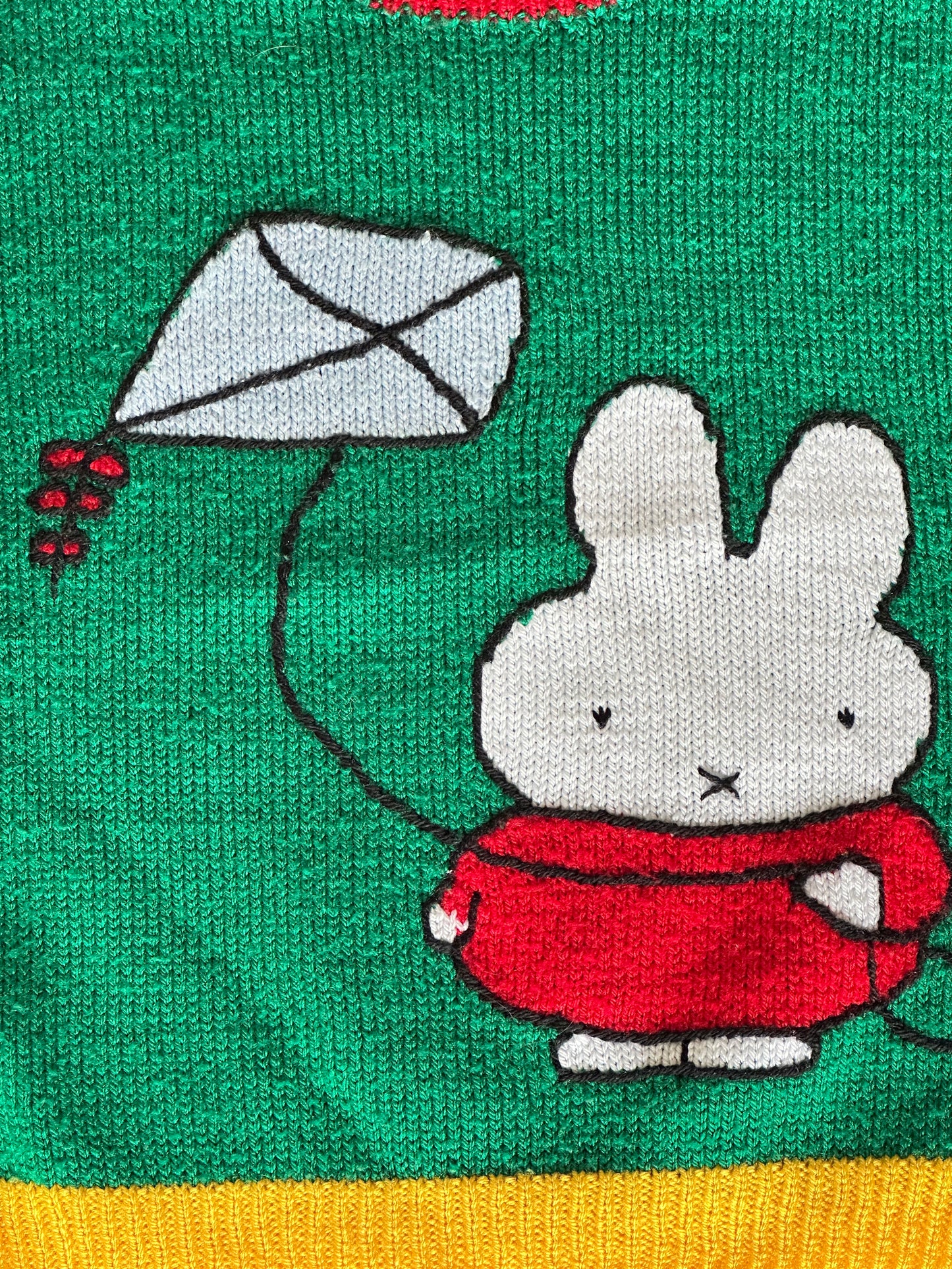 Green Hand knit Miffy/Nijntje Jumper | Age 2-3 yrs