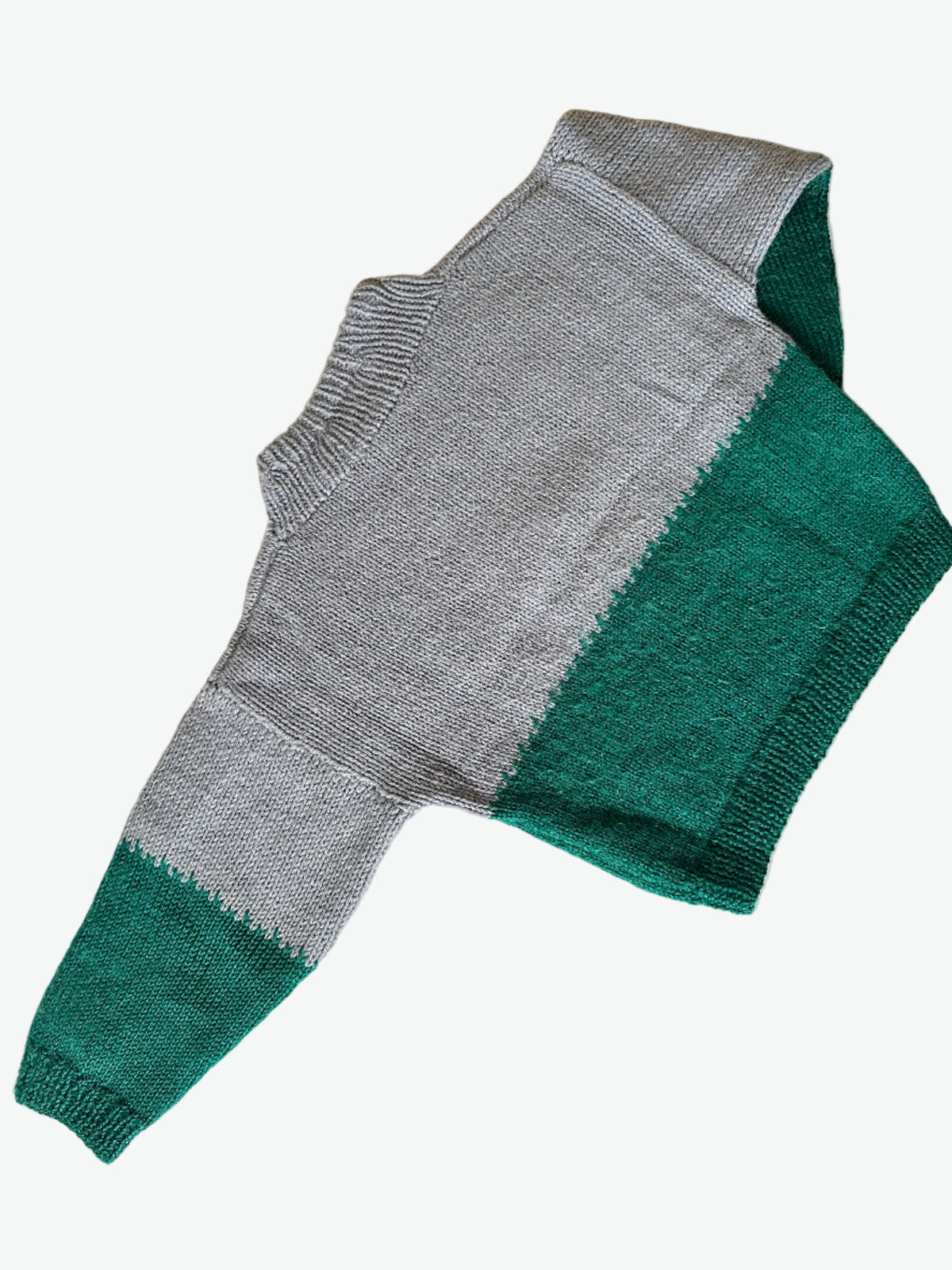 Hand knit Tintin Jumper Green & Grey | Age 3-4 yrs