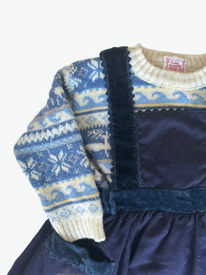 Blue and Cream Reindeer Patterned Jumper | Age 1 yrs