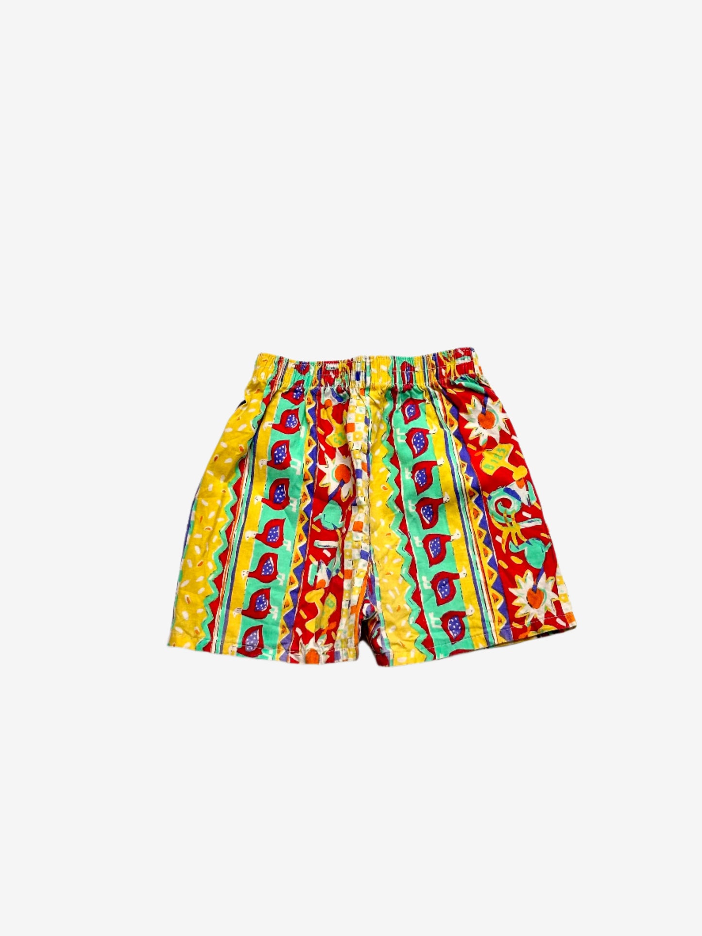 Kids vintage relaxed short, multi-colour jazzy aztec pattern, Age 1 year.