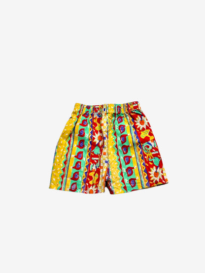 Kids vintage relaxed short, multi-colour jazzy aztec pattern, Age 1 year.