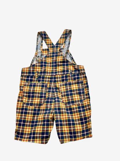 Kids vintage check short dungaree, Age 18-24 months.