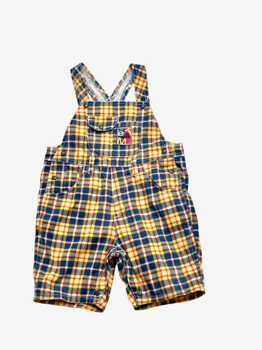 Kids vintage check short dungaree, Age 18-24 months.