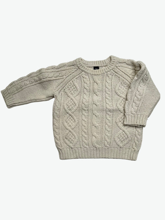 Kids vintage Gap Beige cable knit sweater on a white background