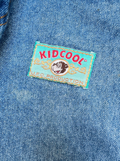 Kids Vintage cut-off denim shorts, with badge details, Age 4-5 years.