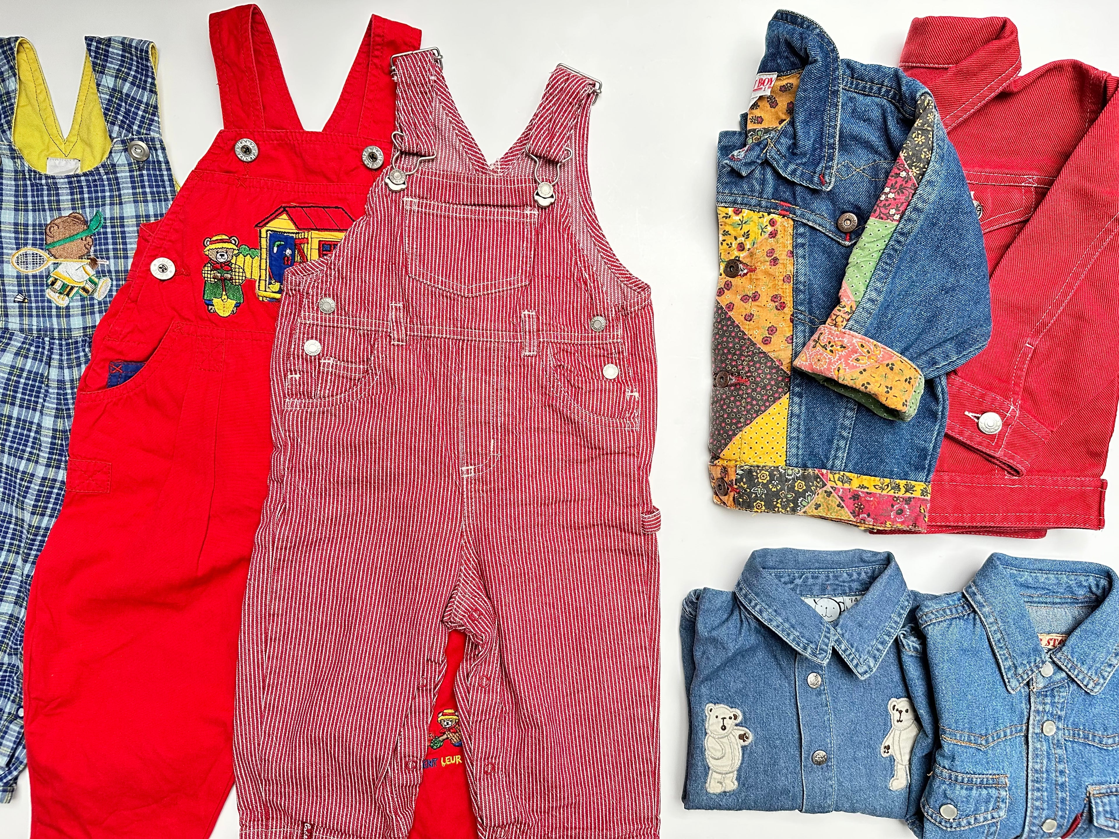 A beautiful selection of kids vintage clothing. Hickory stripes, classic denim, check and trucker jackets with unique details.