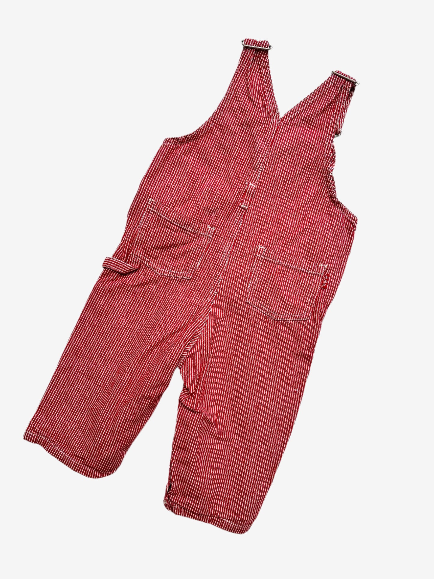 Kids vintage red hickory striped dungarees from Cadet Rousselle exclusively at Galeries Lafayette. Age 12-18 Months.
