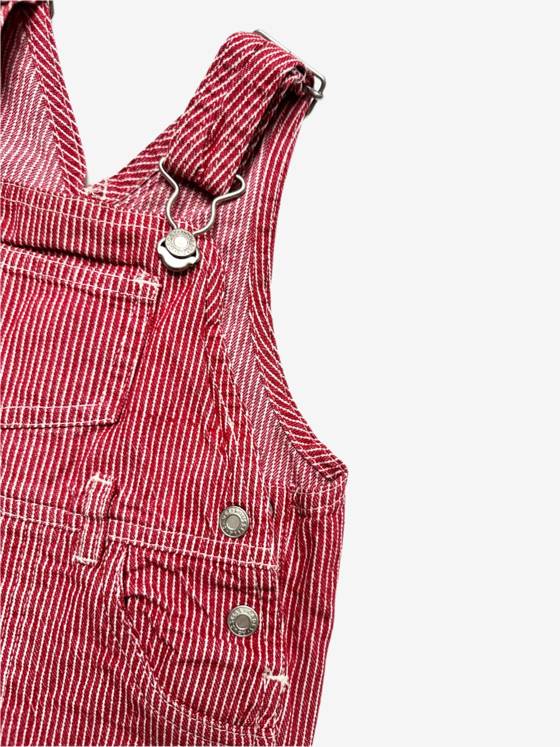 Kids vintage red hickory striped dungarees from Cadet Rousselle exclusively at Galeries Lafayette. Age 12-18 Months.