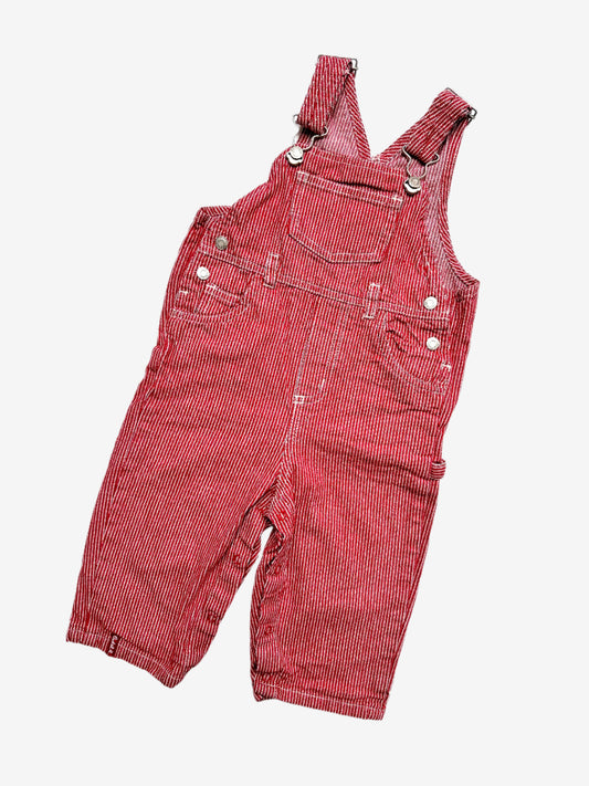 Kids vintage red hickory striped dungarees from Cadet Rousselle exclusively at Galeries Lafayette. Age 12-18 Months.
