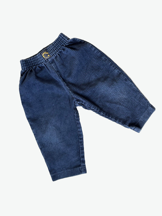 Kids vintage Inky Blue corduroy pants on a white background