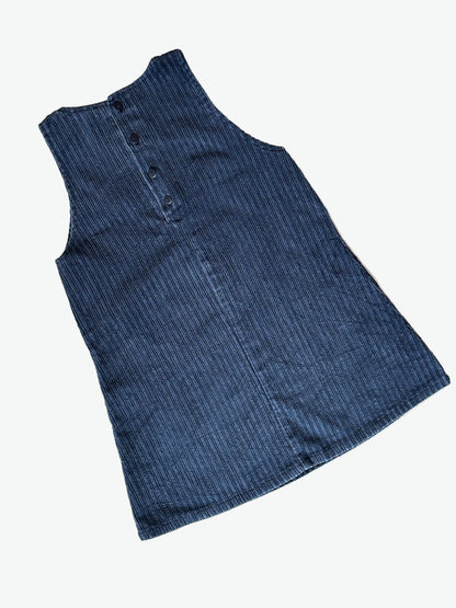 Navy blue chunky corduroy shift dress  on a white background