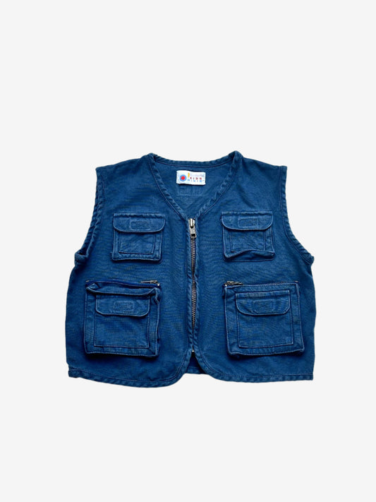Kids Vintage Navy Fisherman's Vest with multiple pockets and zip opening. Age 18-24 Months.