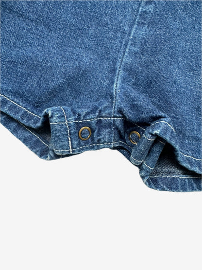 Kids vintage OshKosh short dungarees, in dark denim with contrast stitching - perfection! Age 1 -2 years. A classic.