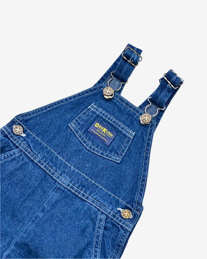 Kids vintage OshKosh dungarees, Dark denim wash with contrast stitching, Age 1-2 years. A classic.