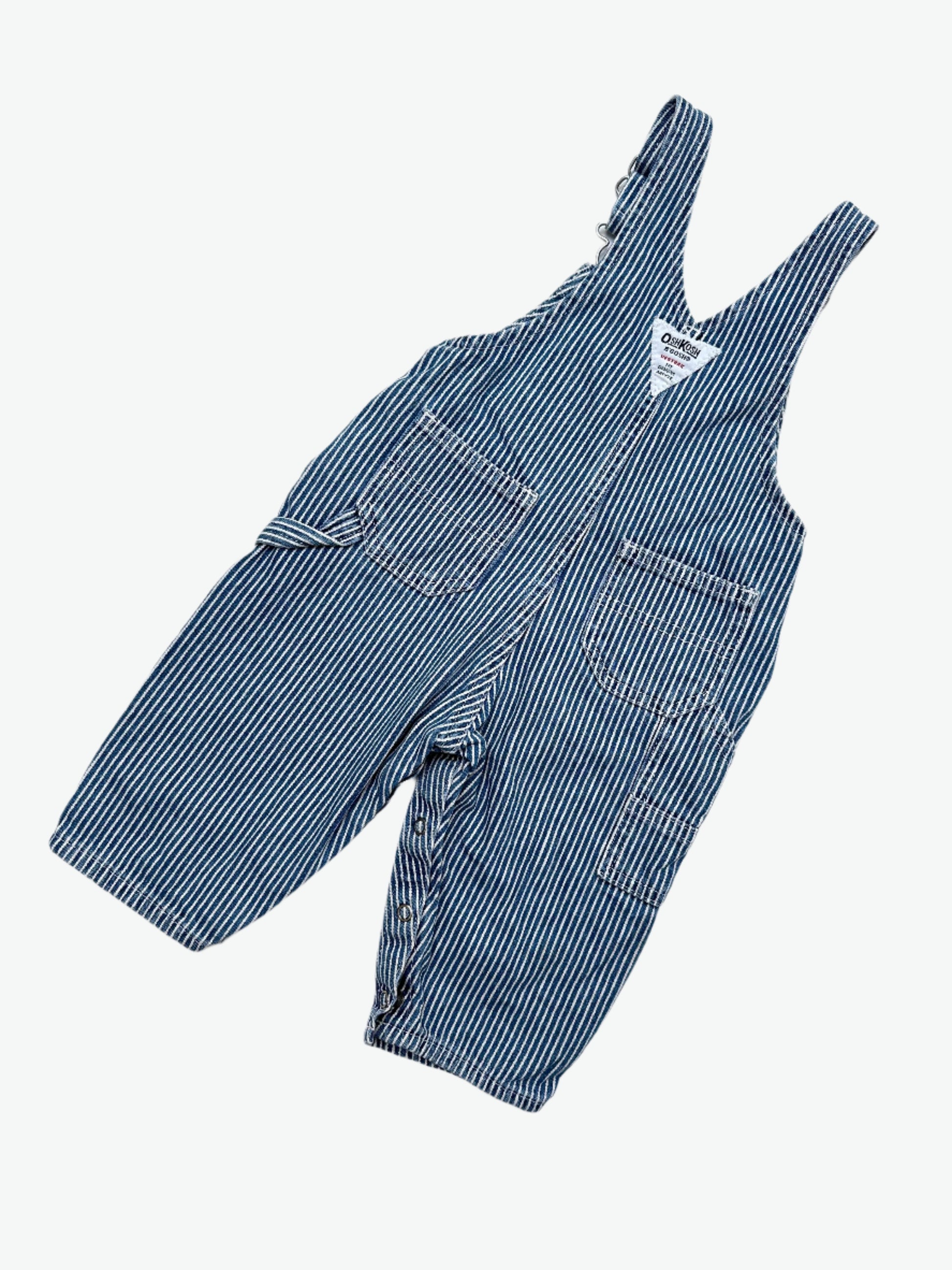 Kids vintage OshKosh hickory striped dungarees, Age 1 years. A classic.