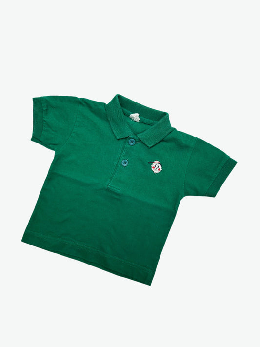 Kids vintage polo shirt in forest green with embroidery detail. Age 6 months.