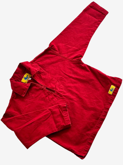Kids Vintage Fisherman Smock Top in canvas material and classic vintage red with yellow badge. Age 6 yrs.
