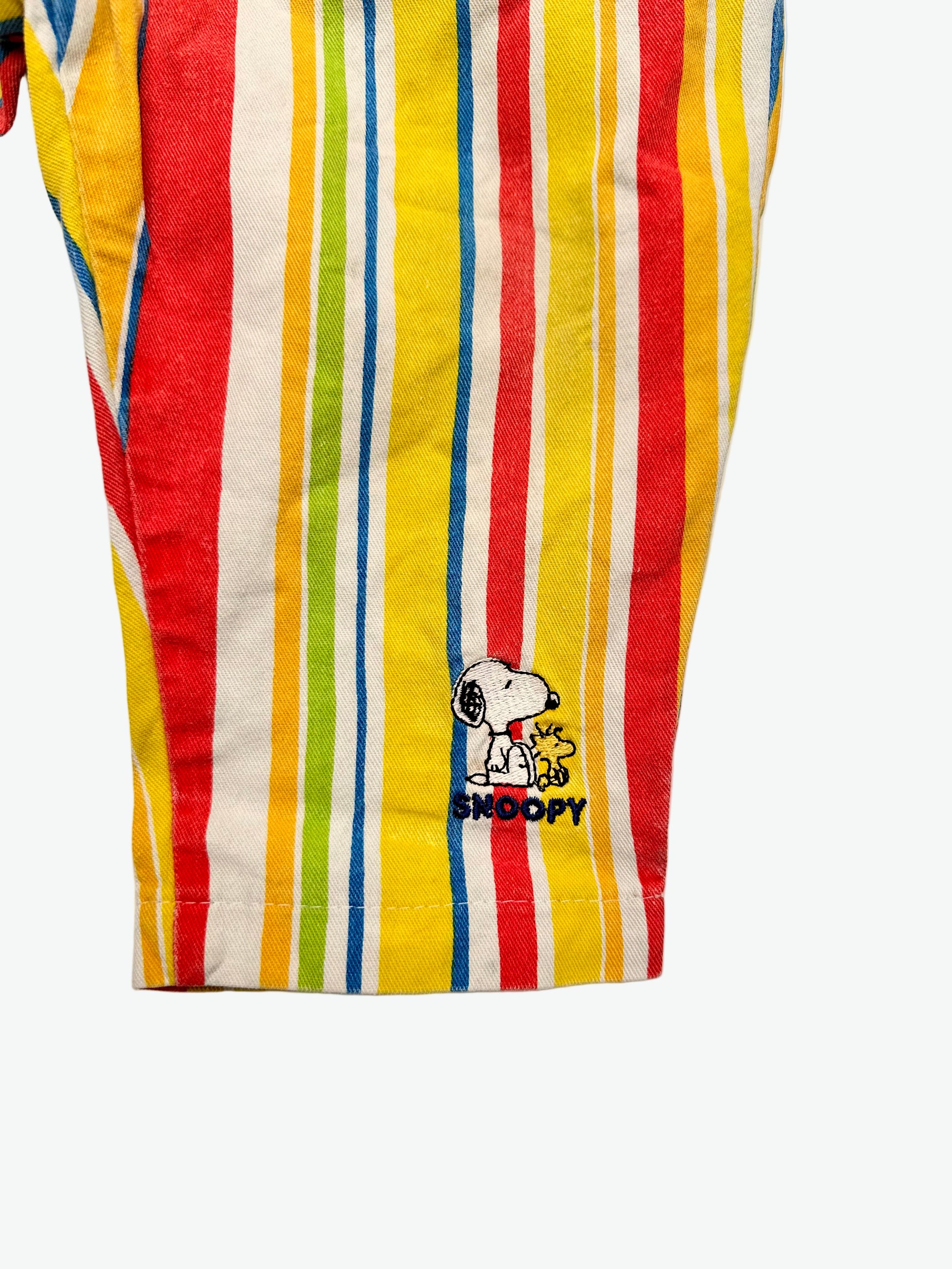 Kids vintage colourful stripe Snoopy Trousers with embroidery detail.