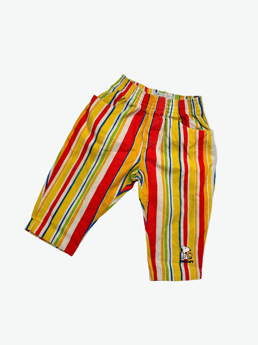 Kids vintage colourful stripe Snoopy Trousers with embroidery detail.