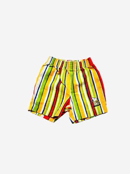 Kids vintage Snoopy shorts, Striped multi-colour, Age 1 -2 years. Colourful summer.
