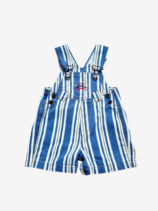 Kids vintage short dungarees in striped pattern, age 1 years.