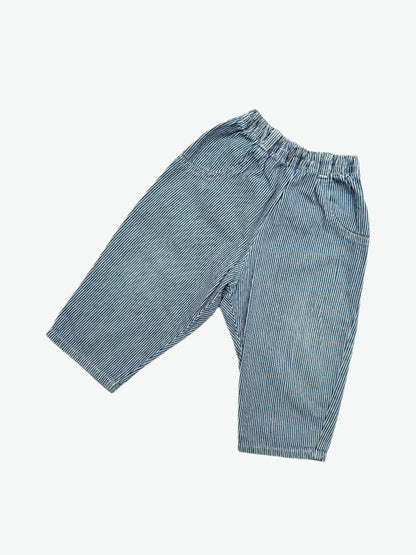 Kids vintage hickory stripe bubble fit jeans, goes with everything, easy elasticated waist. Age 1 yrs.